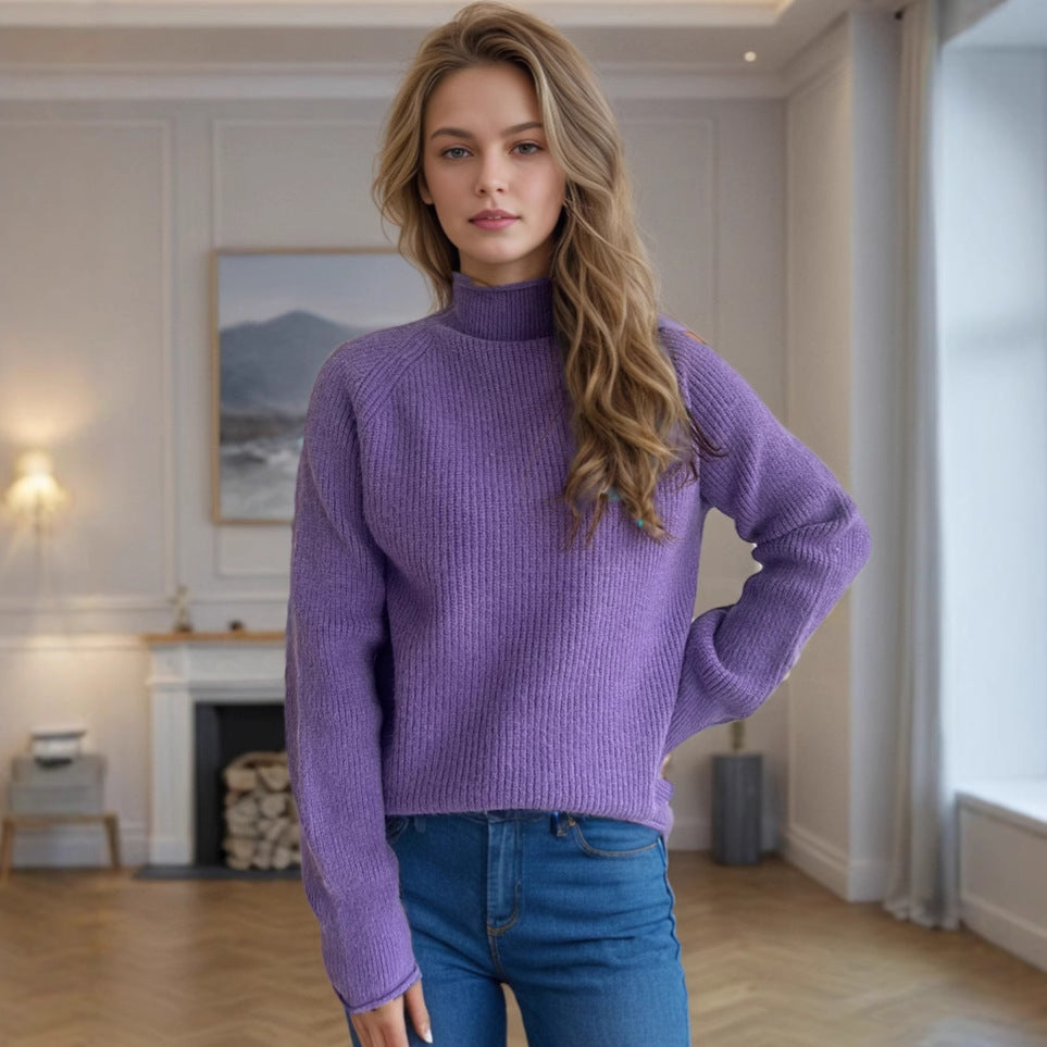 Pull femme avec col haut et motif tricoté texturé Chic und Stil