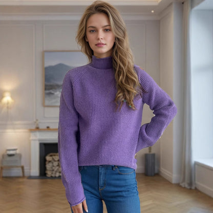 Pull femme avec col haut et motif tricoté texturé Chic und Stil