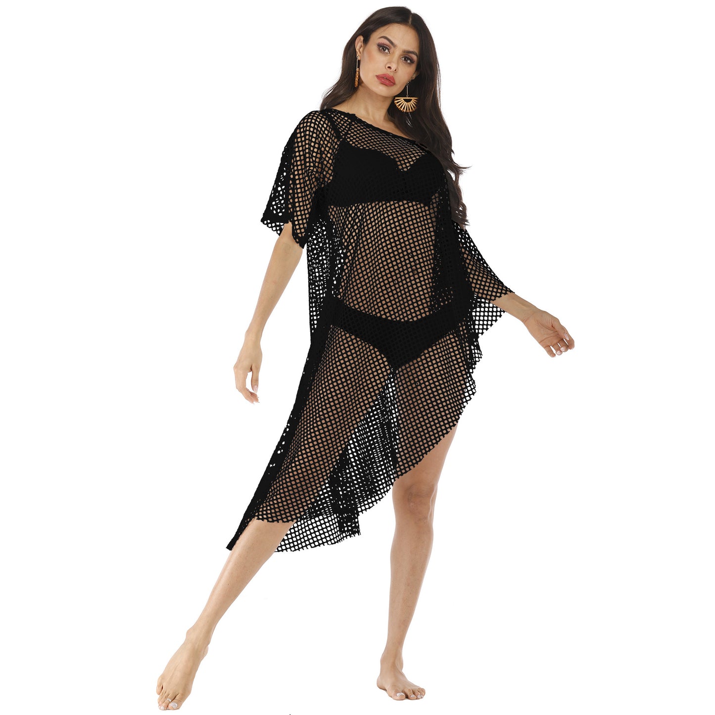 Dames Élégant Transparent Mesh Baignade Kaftan Chic und Stil