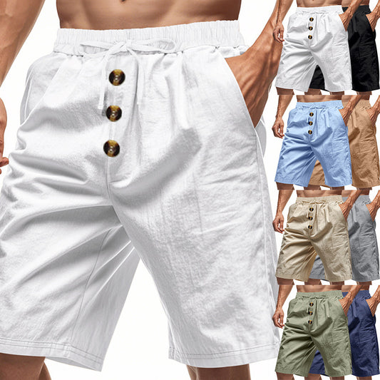 Shorts d'été légers pour hommes avec taille élastique et détails de bouton pratiques Chic und Stil