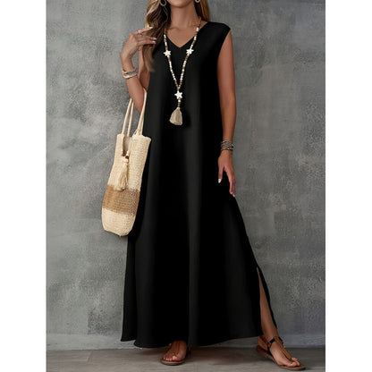 Robe maxi femme avec décolleté en V et fentes latérales Chic und Stil