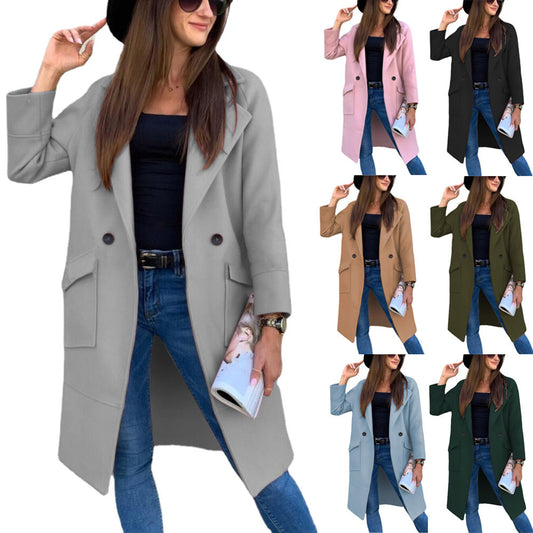 Double-breasted fashion coat for women with practical pockets and casual cut Chic und Stil