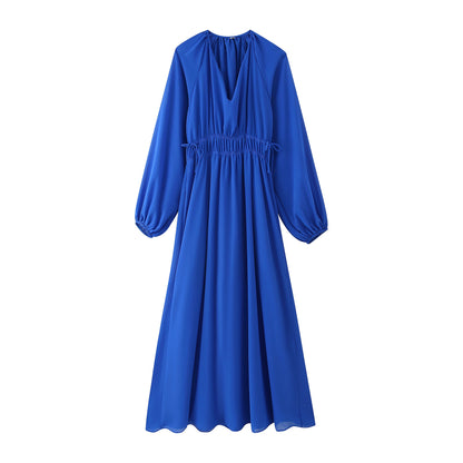 Robe maxi femme avec un élégant effet drapé et des volants féminins Chic und Stil