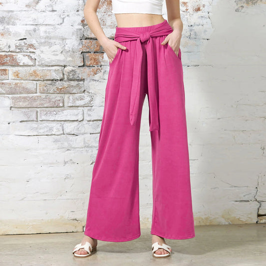 Loose jersey pants for women with a tie belt and high waist Chic and Style