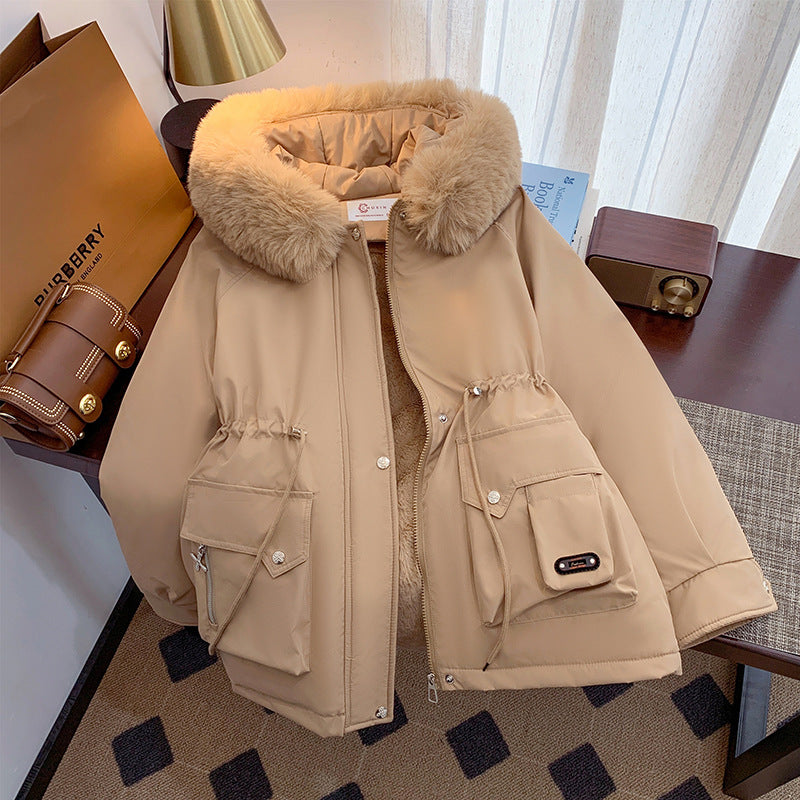 Dame manteau d'hiver avec col en fausse fourrure amovible et poches pratiques Chic und Stil