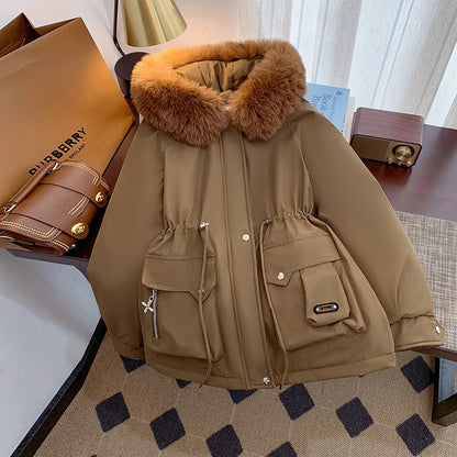 Dame manteau d'hiver avec col en fausse fourrure amovible et poches pratiques Chic und Stil