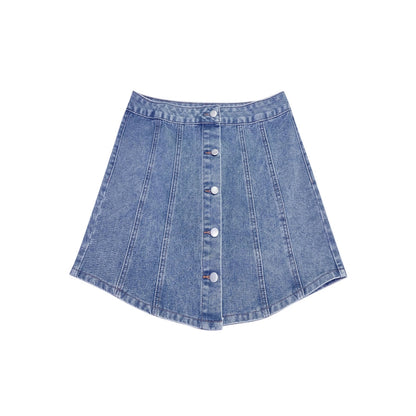 Jupe en jean pour femmes avec détail bouton et ourlet évasé Chic und Stil