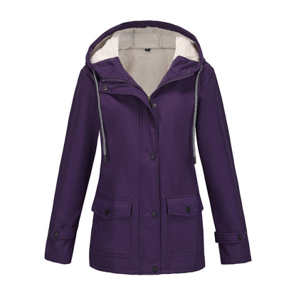 Women waterproof hooded jacket with soft fleece lining Chic and Style