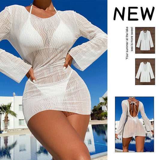 Robe de couverture en maillot de bain structuré transparent Chic und Stil pour femmes