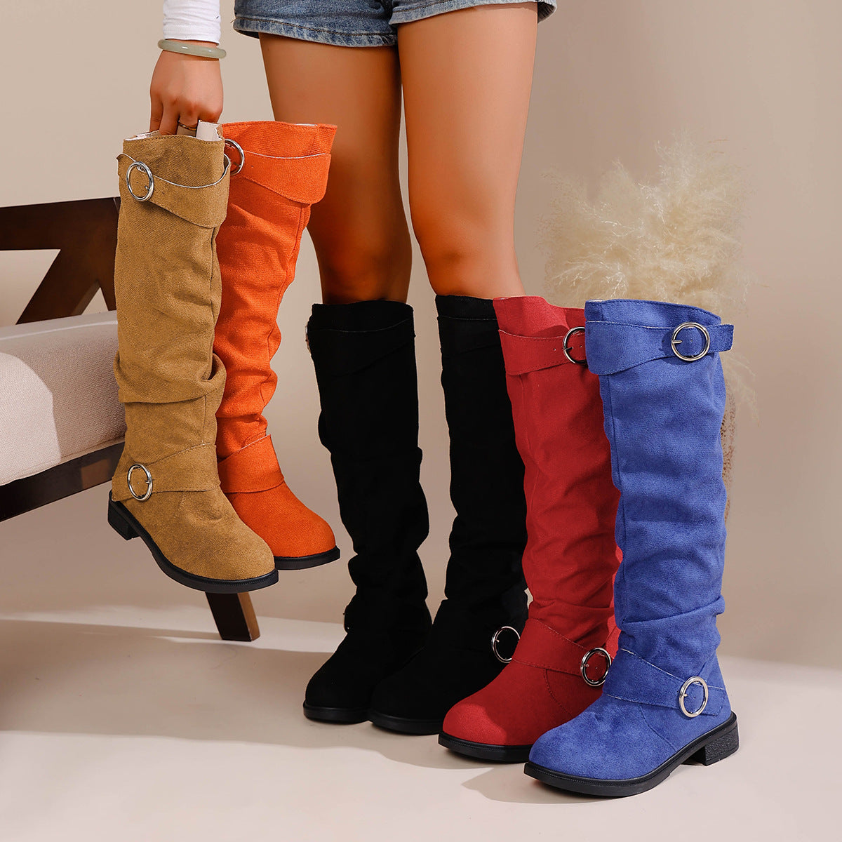 Bottes overknee élégantes pour dames en matériau souple et élastique Chic und Stil