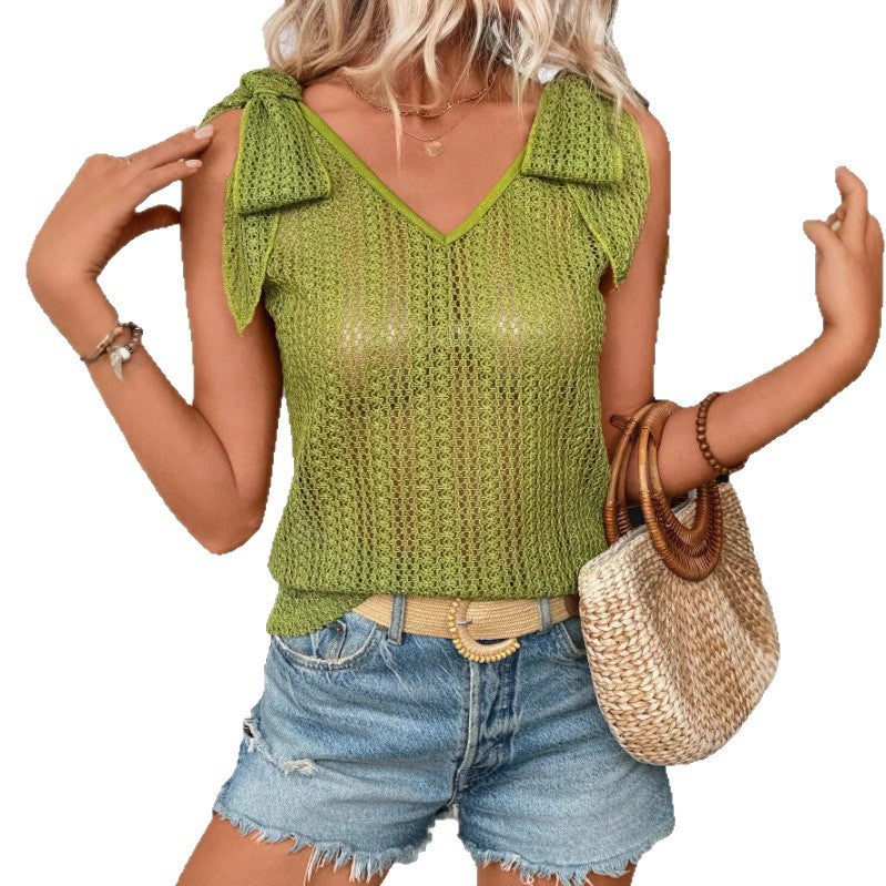 Dames débardeur en filet avec détail nœud Chic und Stil