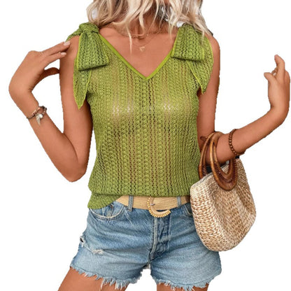 Dames débardeur en filet avec détail nœud Chic und Stil