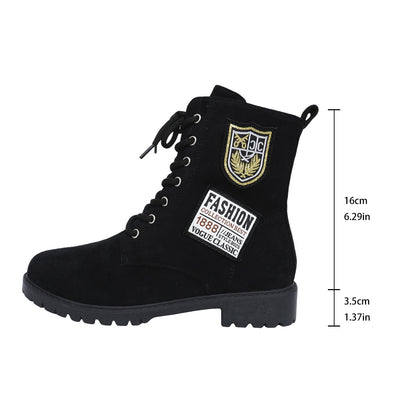 Bottines à lacets pour femmes avec design patch à la mode Chic und Stil