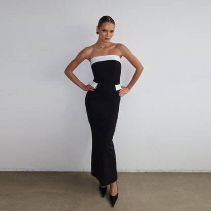 Robe évasée sans bretelles pour femmes