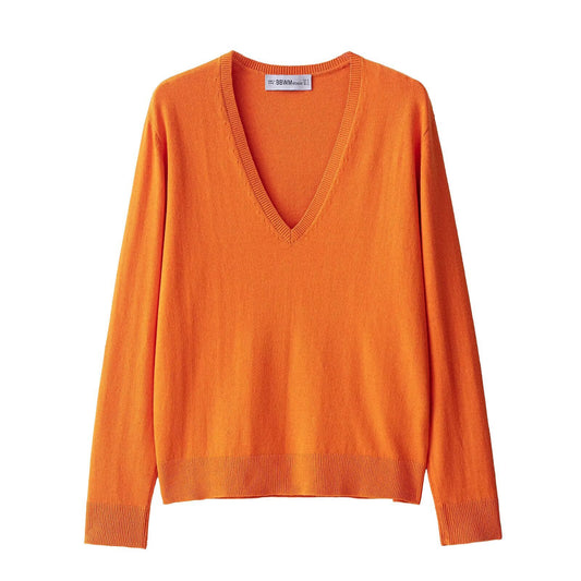 Femmes pull élégant à encolure en V en mélange de coton de haute qualité Chic und Stil