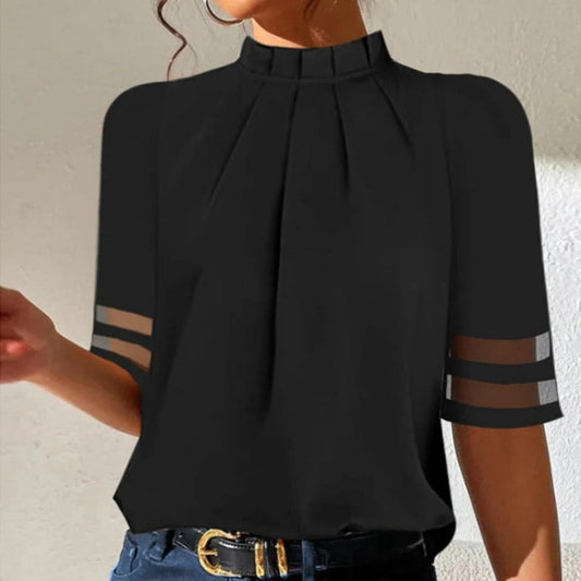 Dames élégante blouse avec manches transparentes Chic und Stil