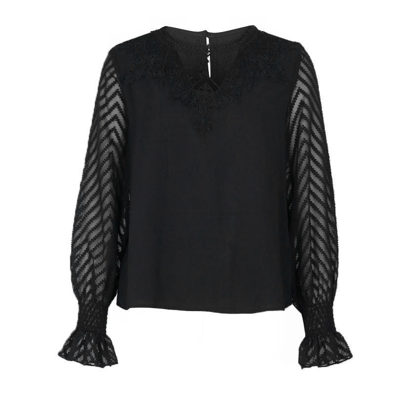 Blouse élégante femme à manches longues en dentelle Chic und Stil