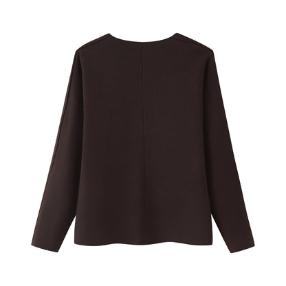 Femme pull superposé à col en V avec un élégant détail de boutons Chic und Stil