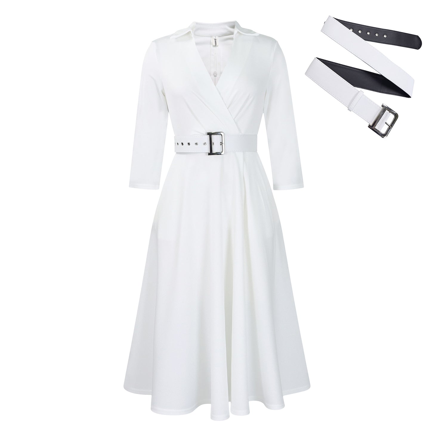Robe portefeuille pour femmes avec ceinture cintrée et jupe évasée Chic und Stil