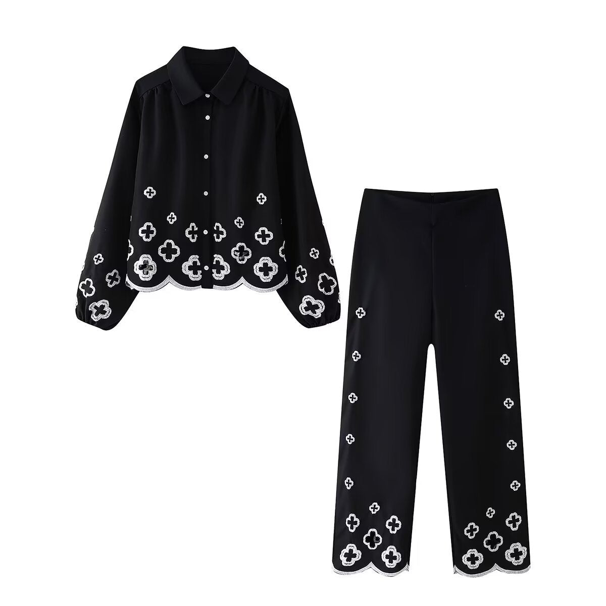 Loose pants for ladies with decorative embroidery Chic and Style