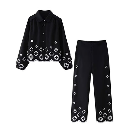 Loose pants for ladies with decorative embroidery Chic and Style