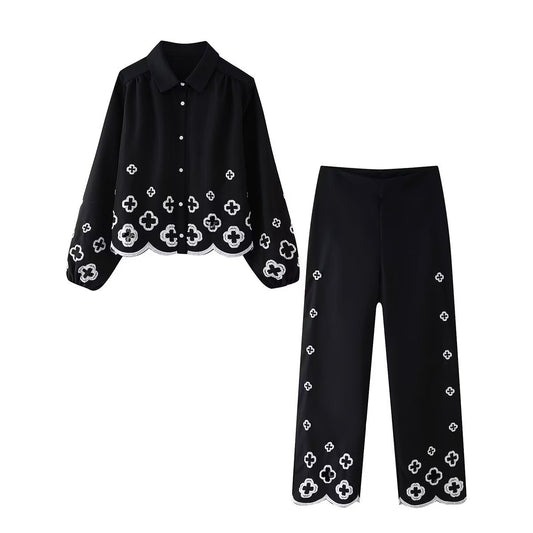 Loose pants for ladies with decorative embroidery Chic and Style