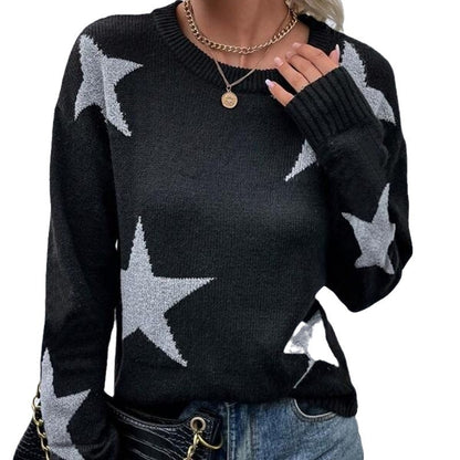 Pull en tricot pour femmes avec un motif étoile frappant et col rond Chic und Stil