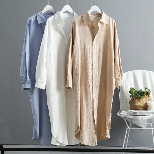 Robe chemise à manches longues pour femmes avec des détails de boutons classiques et des manches raglan Chic und Stil