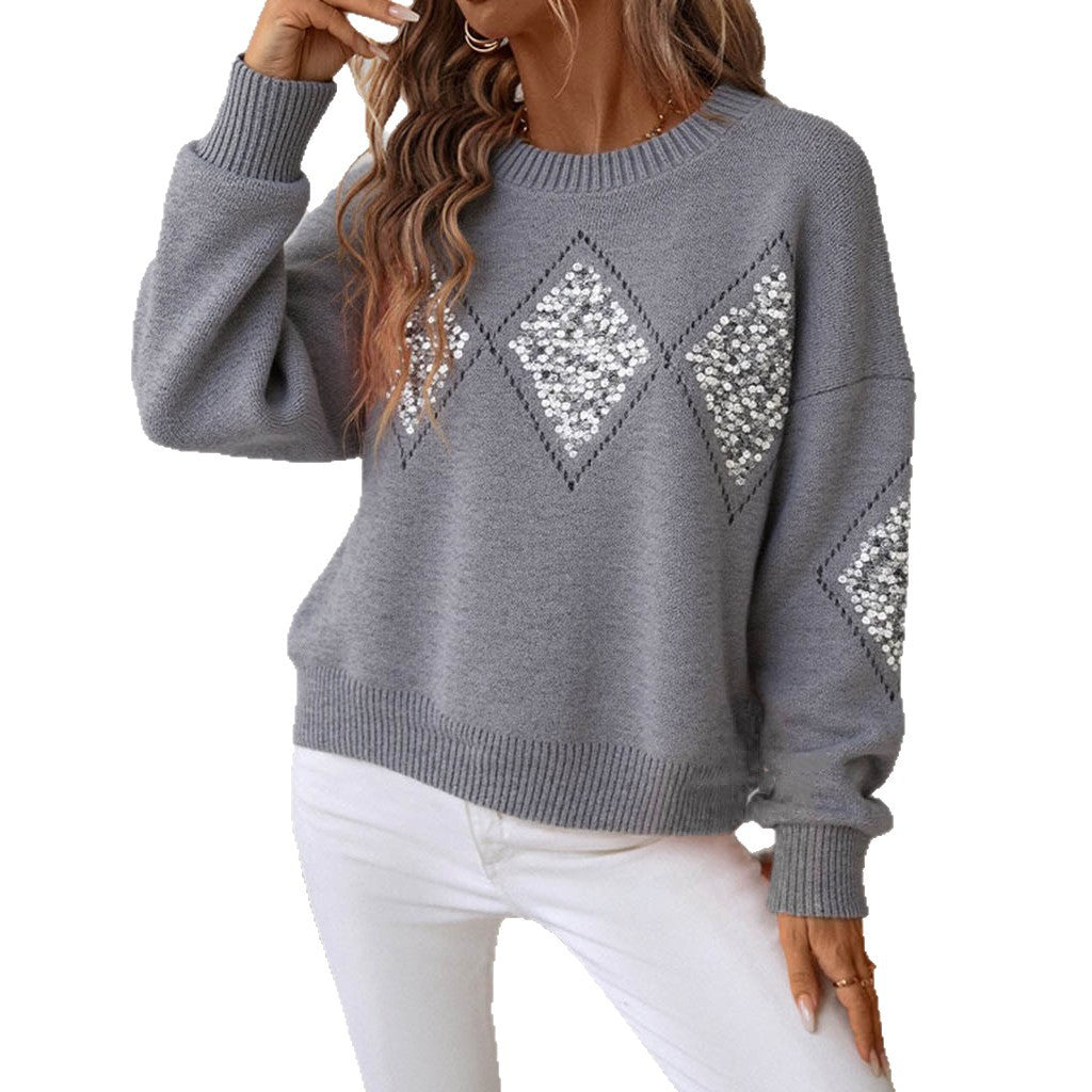 Dames Pull scintillant avec motif en diamant Chic und Stil