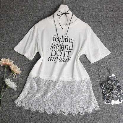 T-shirt Overlay en Dentelle Tendance Femmes Chic und Stil