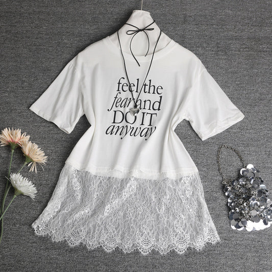 T-shirt Overlay en Dentelle Tendance Femmes Chic und Stil