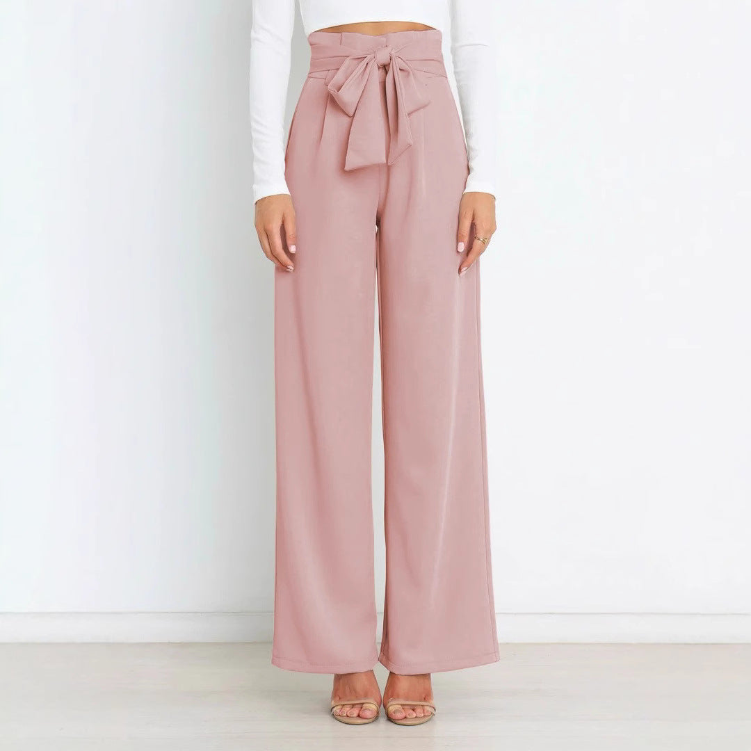 Elegant high-waisted pants for women with a tie belt and wide leg Chic and Style