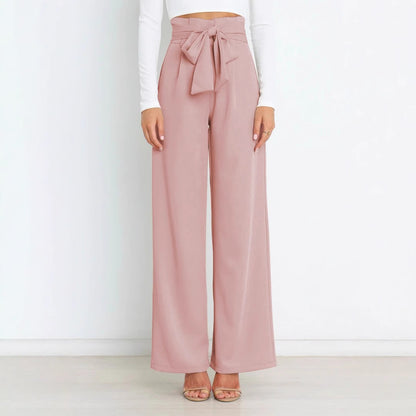 Elegant high-waisted pants for women with a tie belt and wide leg Chic and Style