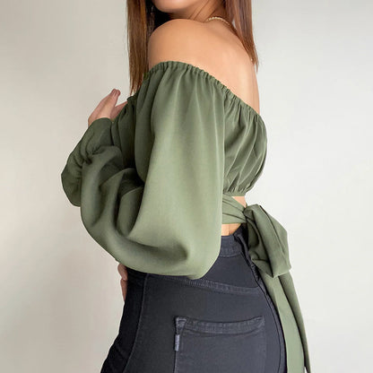 Blouse femme off-shoulder avec fronces et manches longues Chic und Stil