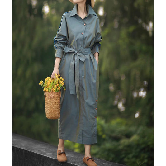 Robe chemise midi ceinturée élégante pour femmes Chic und Stil