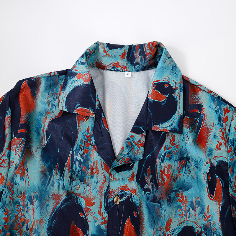 Chemise pour hommes à manches courtes avec un motif de cheval saisissant et en coton léger Chic und Stil