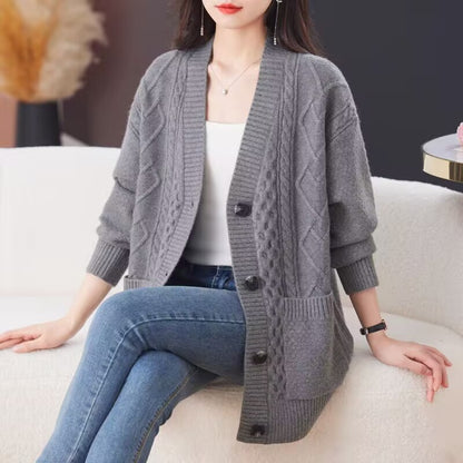 Dames pull-over confortable avec grand motif en torsades Chic und Stil