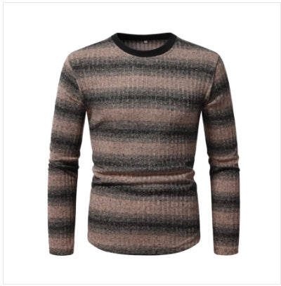 Chemise à manches longues pour hommes en matériau texturé avec un motif rayé à la mode Chic und Stil