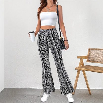 Women's casual flared pants with artistic pattern print Chic and Style
