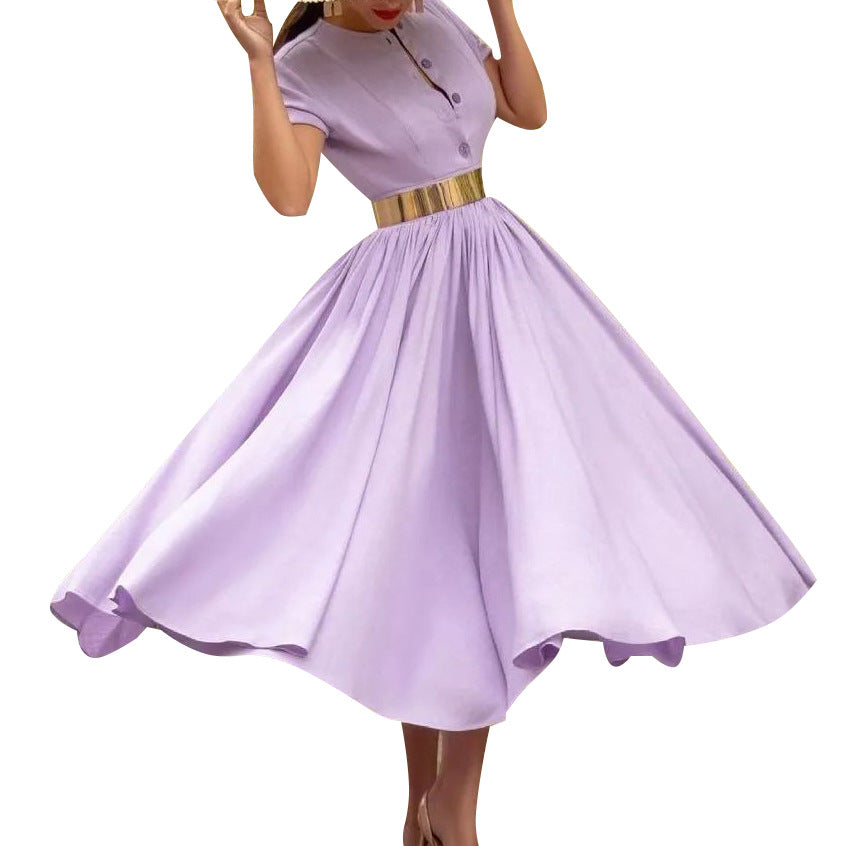 Dames Robe Maxi Élégante avec Boutonnage et Ceinture Glamour Chic und Stil