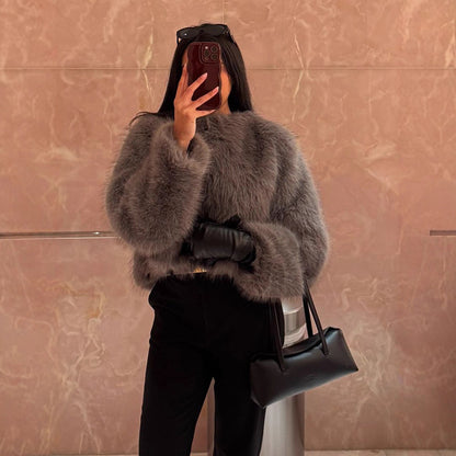 Dames Fuzzy Cardigan Chic und Stil