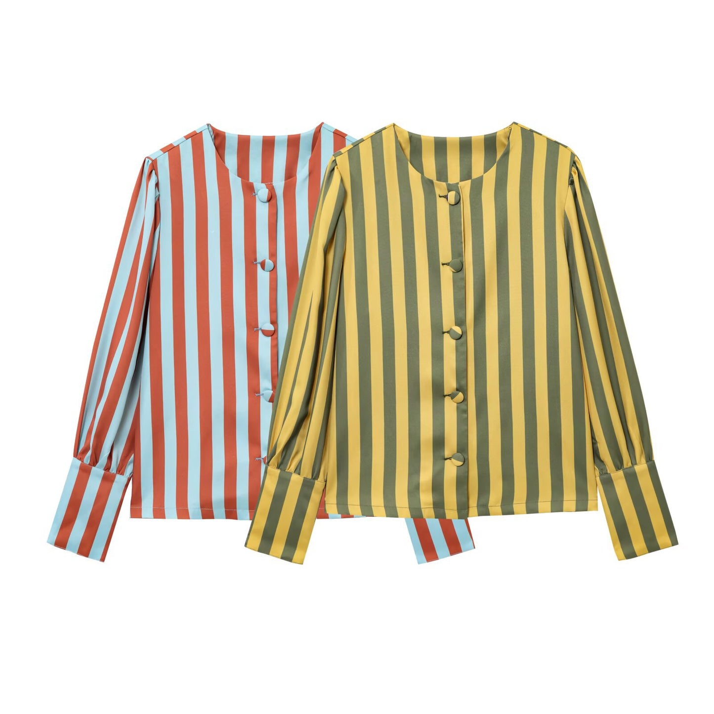 Blouse à manches longues pour femmes avec un design rayé et des manches bouffantes élégantes Chic und Stil