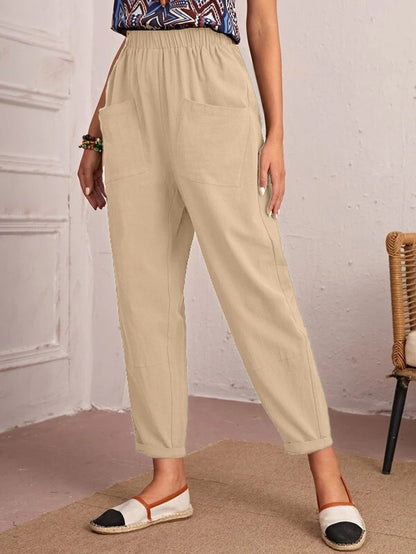 Ladies Comfortable Summer Pants with Elastic Waist and Practical Pockets Chic and Style