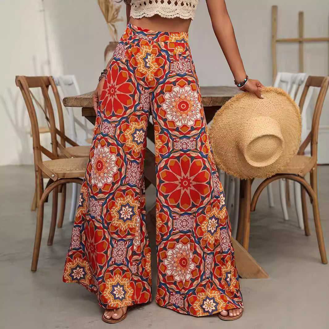 Chic and Style floral pattern wide Palazzo pants for ladies