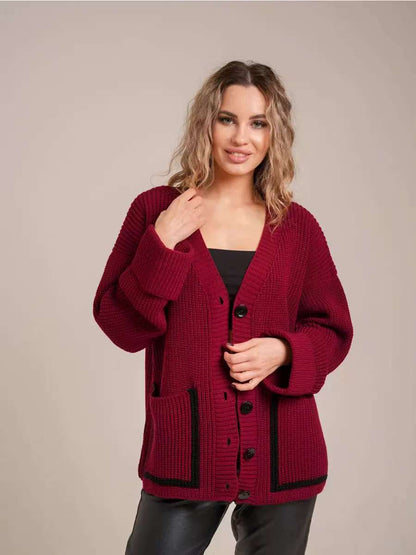 Cardigan en tricot épais pour femmes avec des détails de bouton modernes et une coupe décontractée Chic und Stil