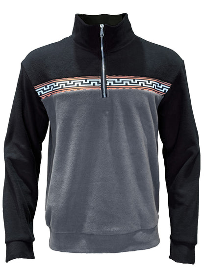 Men's fleece pullover with stylish high neck and contrasting pattern Chic und Stil