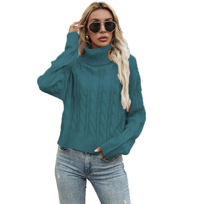 Dames gros tricot col roulé pull avec motif en torsade et coupe décontractée Chic und Stil