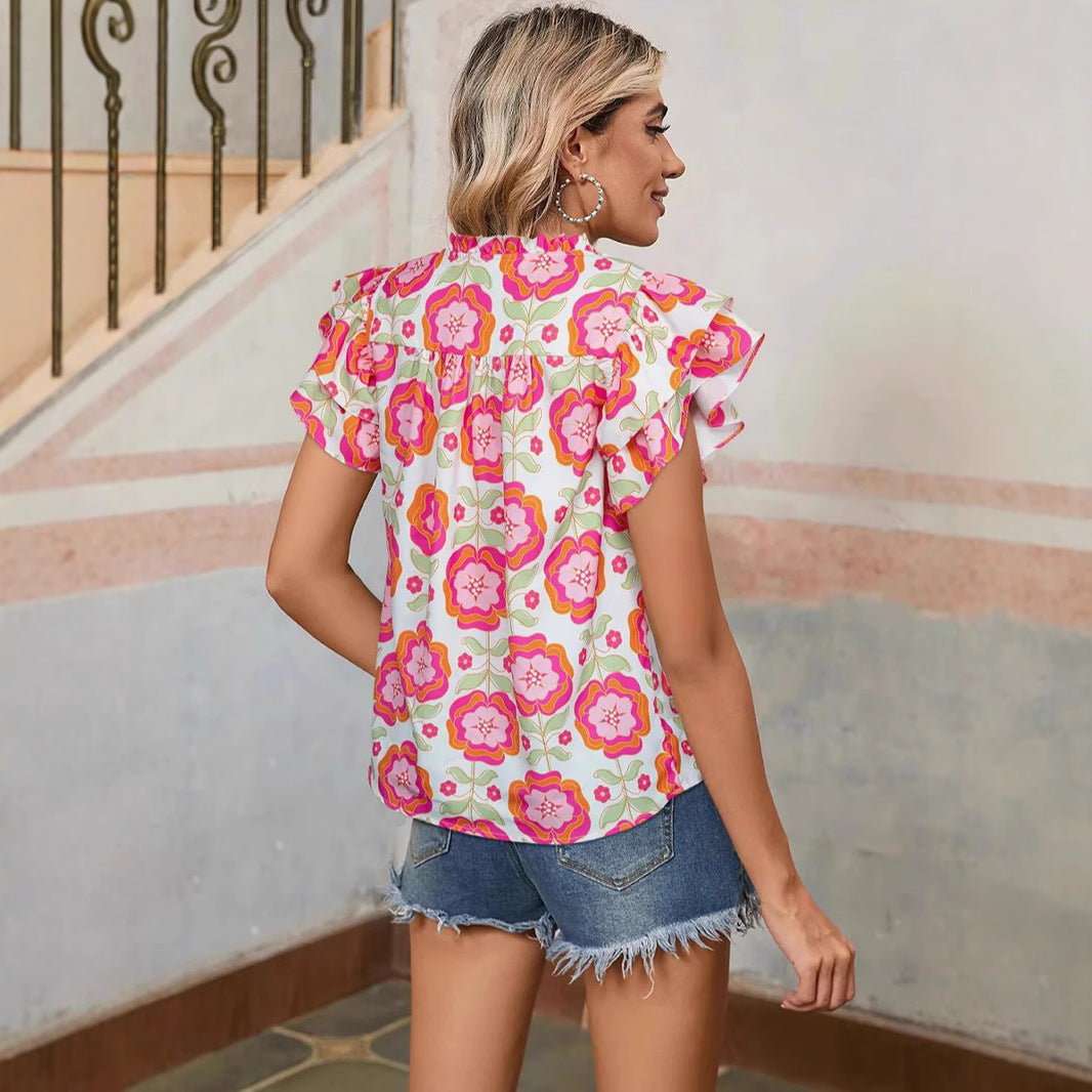 Blouse en viscose légère pour femmes avec détails en volant et coupe décontractée Chic und Stil