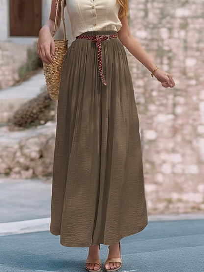 Robe Maxi longue pour femmes avec ceinture élastique et tissu fluide Chic und Stil