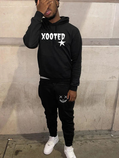 Men's hooded sweatshirt and jogger pants set with modern and eye-catching print Chic and Style